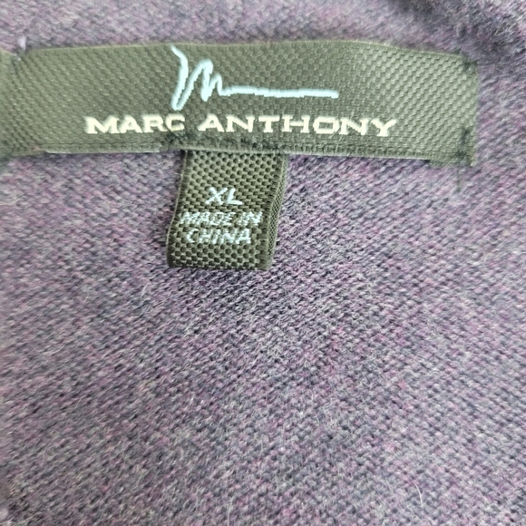 Marc Anthony Deep Purple Cashmere Cotton Blend V Neck Soft Cozy Mens Sweater XL - Picture 8 of 9